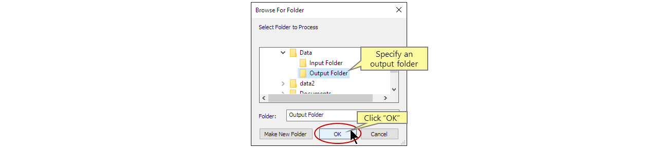 Select an output folder
